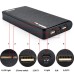 12000 mAh Portable 2-Port Leather Grain Backup External Battery Mobile Charger Power Bank with Led Indicator Smartphone/Tablet - Black