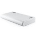 12000 mAh Portable 2-Port Leather Grain Backup External Battery Mobile Charger Power Bank with Led Indicator Smartphone/Tablet - White
