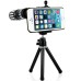 12 X Metal Telephoto Lens With Extendable Tripod and A Matte Hard Case For iPhone 6 4.7 inch- Silver