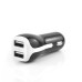 2.1A Dual USB Ports Car Charger for Smartphones - Black