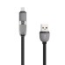 2 in 1 Micro USB 2.0 Stretchy Fresh Color Charging Cable for iPhone 6 iPhone 5 5C 5S Samsung Galaxy S4 iPad Air 2 iPad Mini 3 - Black