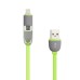 2 in 1 Micro USB 2.0 Stretchy Fresh Color Charging Cable for iPhone 6 iPhone 5 5C 5S Samsung Galaxy S4 iPad Air 2 iPad Mini 3 - Green