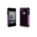 2 in 1 Protective TPU and Plastic Hard Case for iPhone 4/4S-Black and  Pink Edge