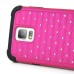 2 in 1 Rhombus Grain Rhinestone - Studded Shockproof PC and Silicone Hybrid Case Cover for Samsung Galaxy S5 G900 - Magenta