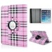 360 Degree Rotatable Scottish Plaid Pattern Leather Case For iPad Mini 1/2/3 - Pink