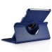 360 Degree Rotating Folio Lichi PU Leather Flip Swivel Stand Smart Wake / Sleep Case Cover With Elastic Belt For iPad Mini 4 - Dark Blue