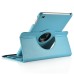360 Degree Rotating Folio Lichi PU Leather Flip Swivel Stand Smart Wake / Sleep Case Cover With Elastic Belt For iPad Mini 4 - Light Blue
