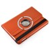 360 Degree Rotating Folio Lichi PU Leather Flip Swivel Stand Smart Wake / Sleep Case Cover With Elastic Belt For iPad Mini 4 - Yellowish Brown