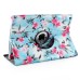 360 Degree Rotation Design Flower Pattern Stand Leather Smart Case for iPad Air 2 ( iPad 6 ) - Blue