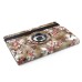 360 Degree Rotation Design Flower Pattern Stand Leather Smart Case for iPad Air 2 ( iPad 6 ) - Brown