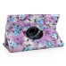 360 Degree Rotation Design Flower Pattern Stand Leather Smart Case for iPad Air 2 ( iPad 6 ) - Purple