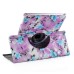 360 Degree Rotation Design Flower Pattern Stand Leather Smart Case for iPad Air 2 ( iPad 6 ) - Purple