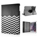 360 Degree Rotation Design Wave Pattern Stand Leather Smart Case for iPad Air 2 ( iPad 6 ) - Black
