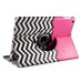 360 Degree Rotation Design Wave Pattern Stand Leather Smart Case for iPad Air ( iPad 5 ) - Magenta
