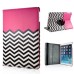 360 Degree Rotation Design Wave Pattern Stand Leather Smart Case for iPad Mini 1/2/3 - Magenta
