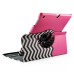 360 Degree Rotation Design Wave Pattern Stand Leather Smart Case for iPad Mini 1/2/3 - Magenta