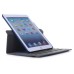 360 Degree Rotation Jean Fabric Wake/Sleep Flip Stand Smart Cover with Card Slot for iPad Air - Dark Blue