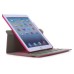 360 Degree Rotation Jean Fabric Wake/Sleep Flip Stand Smart Cover with Card Slot for iPad Air - Magenta