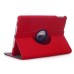 360 Degree Rotation Jean Fabric Wake/Sleep Flip Stand Smart Cover with Card Slot for iPad Air - Red