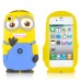 3D Cartoon Despicable Me Funny Double - Eyed Minions Saying Hi Pattern Soft Rubberized Silicone Shock - Absorbing Jelly Case Cover For iPhone 4 iPhone 4S