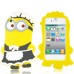 3D Cartoon Despicable Me Funny Double - Eyed Minions Wearing Apron Pattern Soft Rubberized Silicone Shock - Absorbing Jelly Case Cover For iPhone 4 iPhone 4S