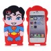 3D Cartoon Superman Pattern Impact Resistant Silicone Jelly Cases Cover For iPhone 4S iPhone 4 - Red