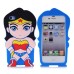 3D Cartoon Superwoman Pattern Impact Resistant Silicone Jelly Cases Cover For iPhone 4S iPhone 4 - Blue
