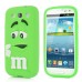 3D Cute M&M Pattern Silicone Rubberized Case Cover for Samsung Galaxy S3 - Green