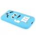 3D Cute M&M Pattern Silicone Rubberized Case Cover for Samsung Galaxy S4 - Blue