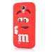 3D Cute M&M Pattern Silicone Rubberized Case Cover for Samsung Galaxy S4 - Red