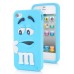 3D Cute M&M Pattern Silicone Rubberized Case Cover for iPhone 4 iPhone 4S - Blue