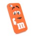 3D Cute M&M Pattern Silicone Rubberized Case Cover for iPhone 4 iPhone 4S - Orange
