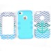 3 In 1 Anti-Shock Chevron And Anchor Pattern Plastic With Silicone Hybrid Case Cover For iPhone 4 iPhone 4S - Blue