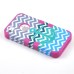 3 In 1 Anti-Shock Chevron And Anchor Pattern Plastic With Silicone Hybrid Case Cover For iPhone 4 iPhone 4S - Magenta