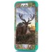 3 In 1 Armor Triple Layer Tree Grain PC And TPU Hybrid Defender Back Case for iPhone 6 / 6s - Dark Green