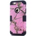 3 In 1 Armor Triple Layer Tree Trunk Grain PC And TPU Hybrid Defender Back Case for iPhone 6 / 6s - Pink And Black