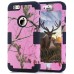3 In 1 Armor Triple Layer Tree Trunk Grain PC And TPU Hybrid Defender Back Case for iPhone 6 / 6s - Pink And Black