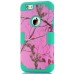 3 In 1 Armor Triple Layer Tree Trunk Grain PC And TPU Hybrid Defender Back Case for iPhone 6 / 6s - Pink And Green