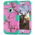 3 In 1 Armor Triple Layer Tree Trunk Grain PC And TPU Hybrid Defender Back Case for iPhone 6 / 6s - Pink And Green