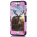 3 In 1 Armor Triple Layer Tree Trunk Grain PC And TPU Hybrid Defender Back Case for iPhone 6 / 6s Plus - Pink And Black