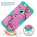 3 In 1 Armor Triple Layer Tree Trunk Grain PC And TPU Hybrid Defender Back Case for iPhone 6 / 6s Plus - Pink And Green