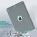 3 In 1 Fashion Silicone And Plastic Hybrid Case For iPad Air ( iPad 5 ) - Grey Silicone/ Green PC