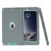 3 In 1 Fashion Silicone And Plastic Hybrid Case For iPad Air ( iPad 5 ) - Grey Silicone/ Green PC
