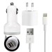3 In 1 High Quality EU Plug Car Travel Charger Kit For iPhone 5 - White