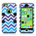 3 In 1 Zigzag Pattern Snap-On Shockproof High Impact Hybrid PC and Silicone Defender Case Cover for iPhone 5c - Black