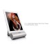 3 in 1 Foldable Metal Speaker Stand Power Charger For iPad/iPhone/iPod - Silver