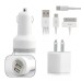 3 in 1 High Quality US Plug Car Travel Charger Kit For iPhone 5 Samsung Galaxy S3 i9300 - White