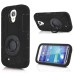 3 in 1 Shock-Absorption 360 Degree Rotating Finger Ring Stand Silicone And Plastic Hybrid Stand Case Cover for Samsung Galaxy S4 i9500 - Black