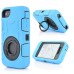 3 in 1 Shock-Absorption 360 Degree Rotating Finger Ring Stand Silicone And Plastic Hybrid Stand Case Cover for iPhone 4 iPhone 4S - Blue