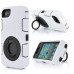 3 in 1 Shock-Absorption 360 Degree Rotating Finger Ring Stand Silicone And Plastic Hybrid Stand Case Cover for iPhone 4 iPhone 4S - White